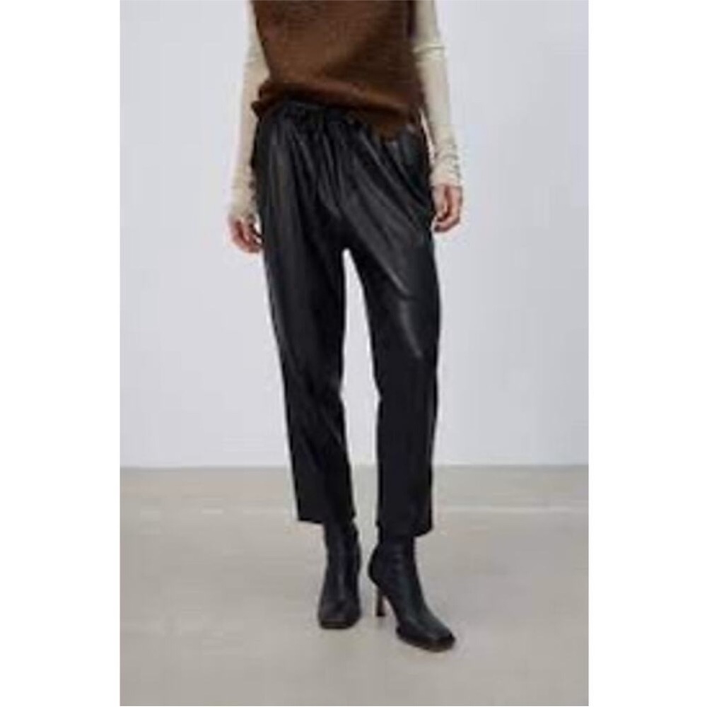 Zara Faux Leather Drawstring Pants XS